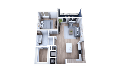 Floor plan for 1 bed, 1 bath, 810 sqft